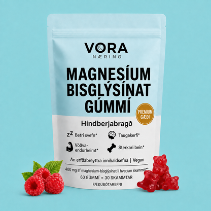 VORA Næring magnesíum gúmmí poki, framhlið
